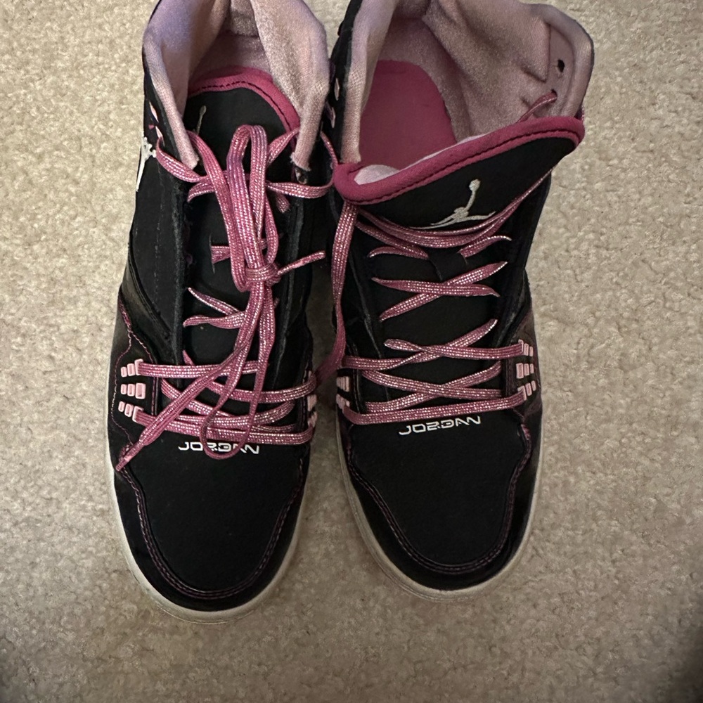 Nike Air Jordan 1 Flight Black and Pink High-Top Sneakers 6.5Y